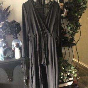 Black Semi Sheer Bell Sleeve Open Maxi Shorts Duster Witchy Beach L